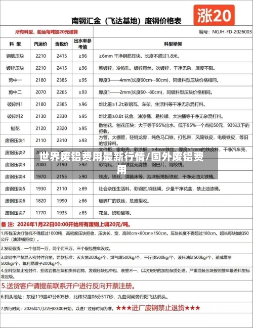 世界废铝费用最新行情/国外废铝费用-第1张图片