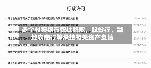 多个村镇银行获批解散，股份行、当地农商行等承接相关资产负债-第1张图片